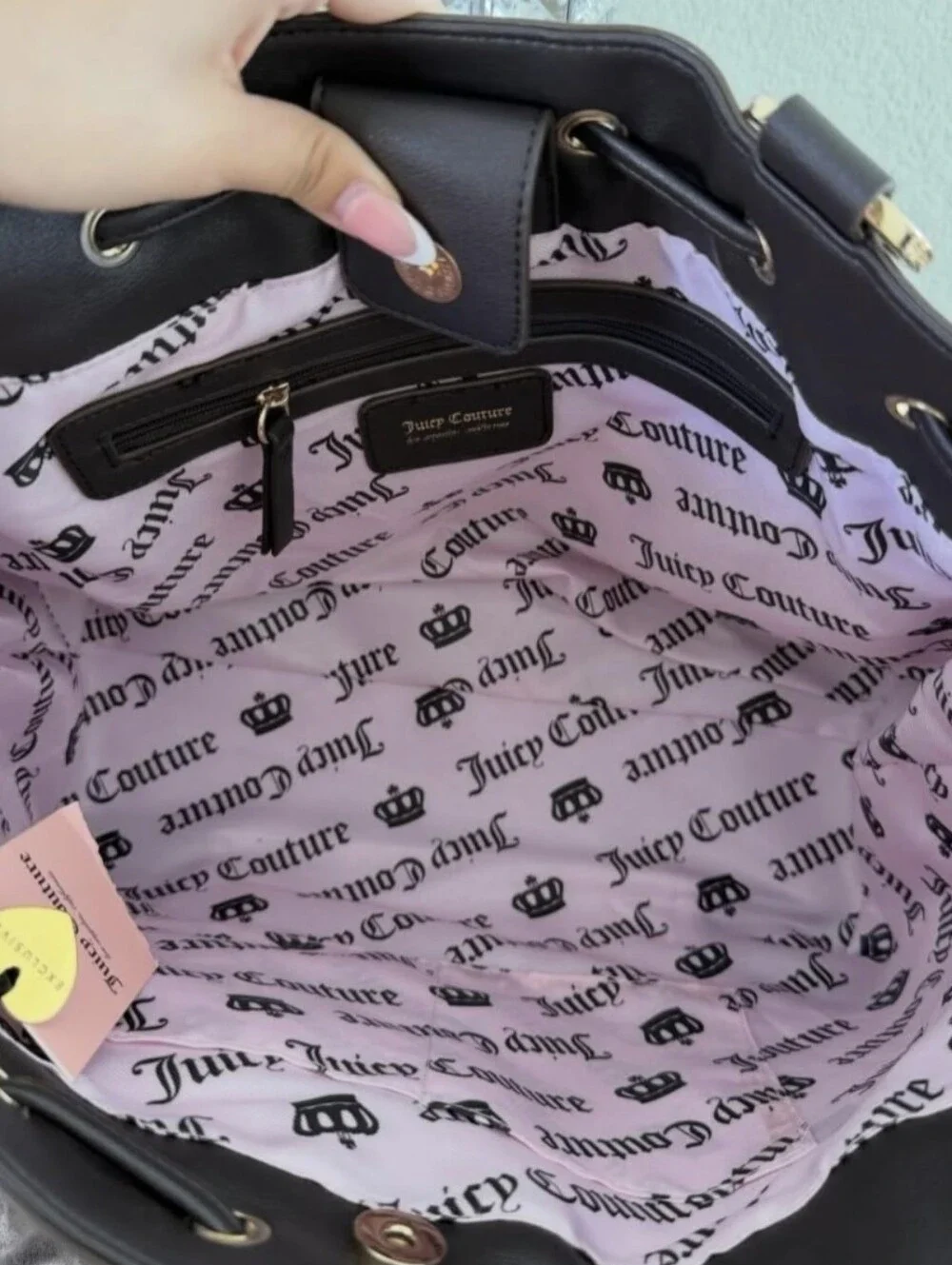 Juicy Couture Pink Tote with Brown Trim and Gold Charm